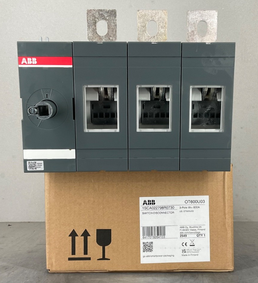 ABB OT600U03 SWITCH NON-FUSIBLE DISCONNECTOR LH FRONT OPERATED 600 A 3P NEW
