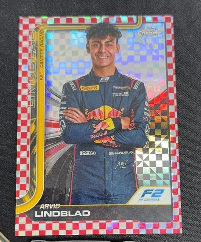 2025 Topps Chrome Formula 1 F1 Arvid Lindblad #23 Red Checker Flag Refractor /5