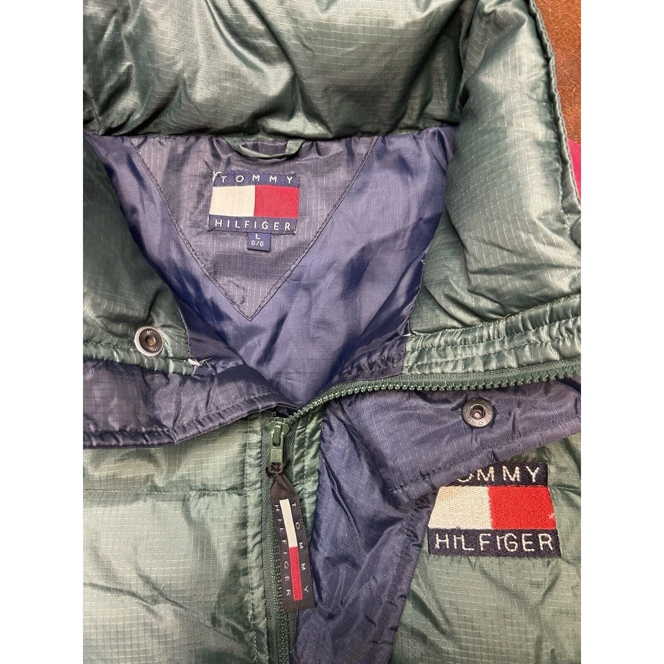 Chaqueta acolchada Tommy Hilfiger de pluma de pato de colección años 90 Gucci bloque de color talla L Foto 3 de 4
