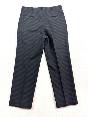 vtg 90s Geoffrey Beene 34x29 Charcoal Stripe Dress Suit Pants Wool Pleated Cuff, $39.99 - Photo 6