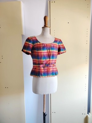 100% Seide Gr. 38 tolles schottisches Top Tartan warme Farben eleganter Knoten
