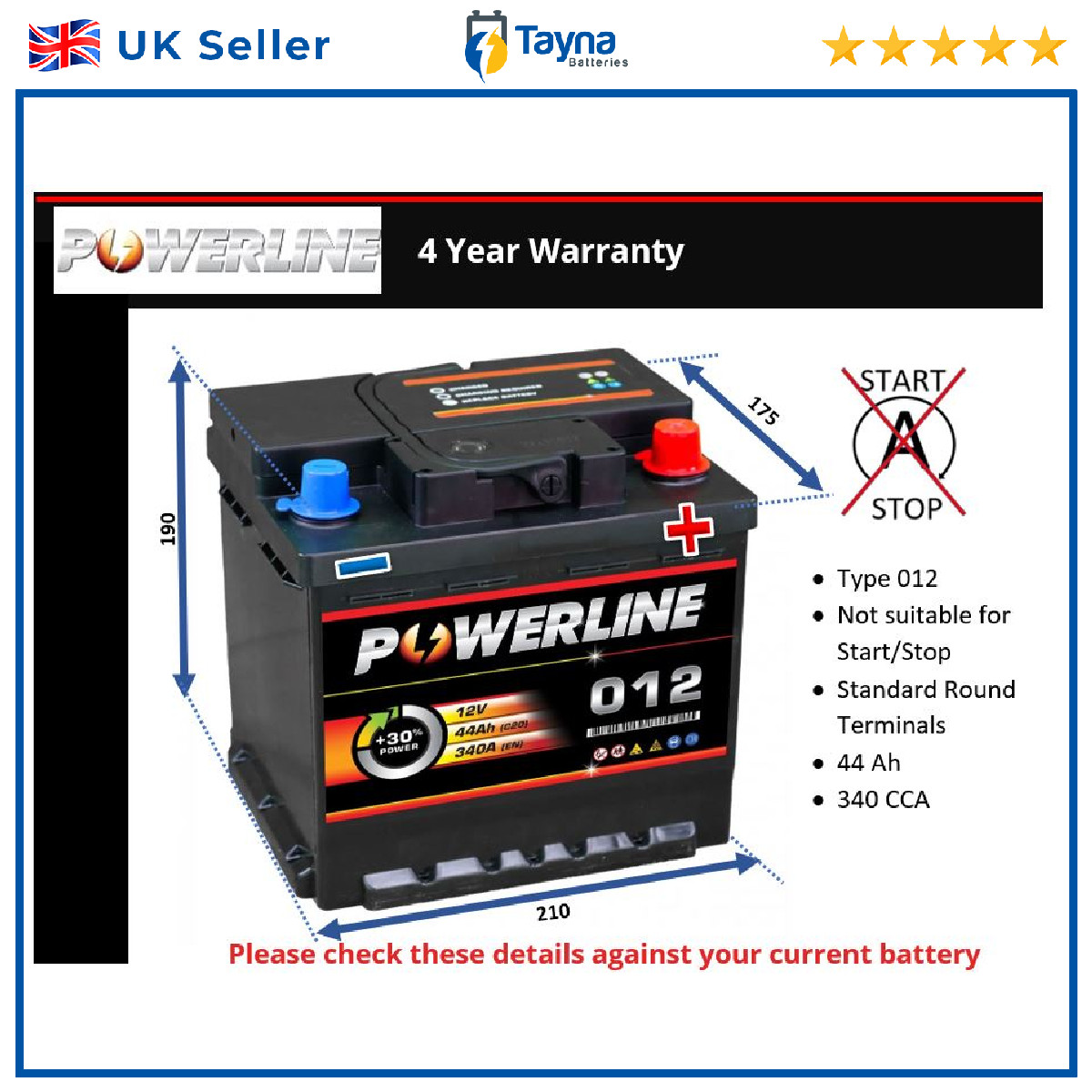 Battery fits HYUNDAI i10 KONA IONIQ ix20 BAYON i30 VELOSTER i20 012 New