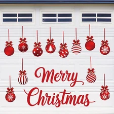 32 PCS Christmas Garage Door Decorations Magnets Large Merry Large, Red 