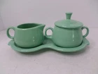 Fiesta Homer Laughlin Fiestaware Sugar Creamer & Tray Set Sea Mist Made in USA