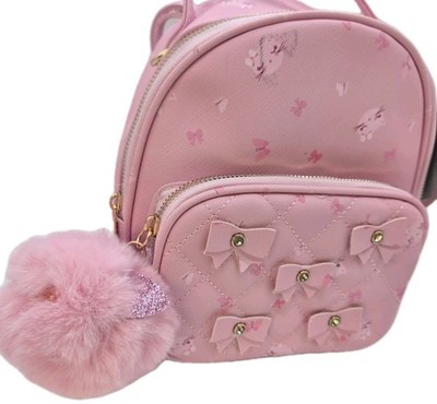 Under One Sky Pink Backpack Cat Ears Rhinestones NEW Bows 9x8x5'' COQUETTE GLAM