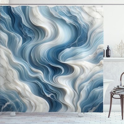 Ambesonne Blue Shower Curtain Surreal Oceanic Marble Print for Bathroom Decor...