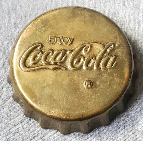 Vintage COCA-COLA Brass Bottle Cap Shaped Paperweight (3 1/4" x 3/4")