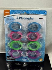 Swimgear Child Swim Goggles 4 Pack Adjustable Blue Green Orange Pink Ages 4 