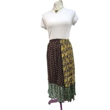 Vintage 90s Mixed Floral Patchwork Maxi Skirt - Made in USA - Size 6
