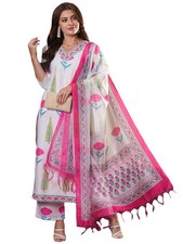 GoSriKi Women's Rayon Blend Straight Printed Kurta with Pant  Dupatta