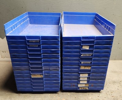 (Lot of 4) Akro Mils 30-178 Storage Bins BLUE L 17.875'' W 11.125'' H 4'' 30178