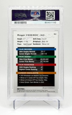 2003 Netpro Elite Event Starter Roger Federer #S2 PSA 10 GEM MINT