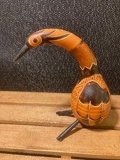 Hand Carved Painted Folk Art Peruvian Dried Gourd Bird Collectible