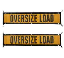 2Pk 12"x60" Oversize Load Sign Banner for Trucks w/ Bungee Cord