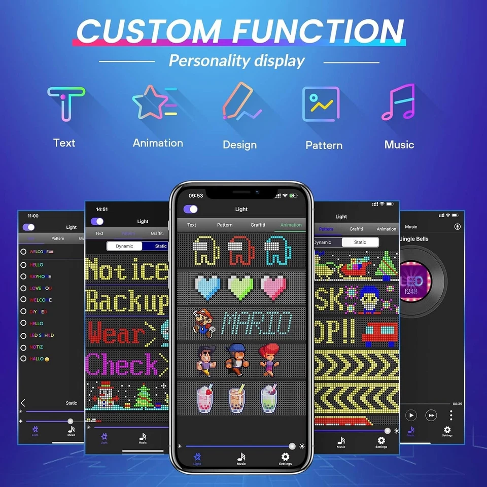 USB LED Car RGB Display Screen Flexible Sign Scrolling Message APP Programmable - Image 2 of 4