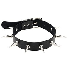 RFTWXHPN Black Spiked Leather Choker Collar Necklace for Women Gothic Punk