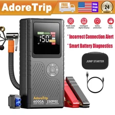 6000A Car Jump Starter Battery Booster Power Bank With Air Compressor Supersafe