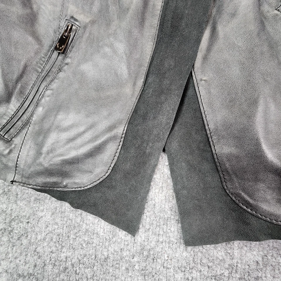 Chaqueta de Moto Bod & Christensen Cuero Genuino Frente Abierto Negra Motociclista Suave Grande Foto 4 de 4