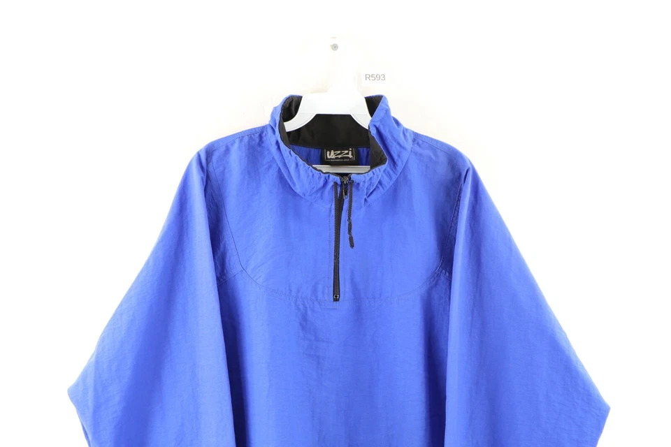 Chaqueta de lluvia suéter vintage años 90 Uzzi para hombre S/M equipo anfibio rompevientos azul Foto 2 de 4