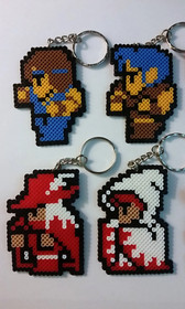 Final Fantasy 1 Handmade Perler Keychains - Black Mage FF14 FFXIV NES