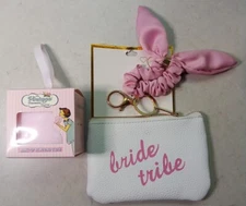 The Vintage Make-up Removing Cloth Reusable & Bride Tribe w/Scrunchie. Pink 