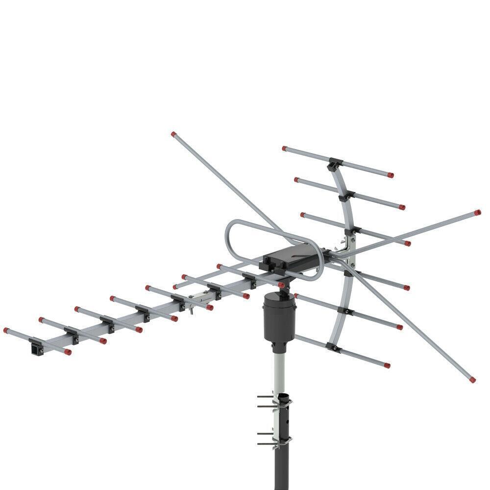150Mile 1080P HDTV Outdoor Amplified TV Antenna 360 Rotor Digital UHF VHF 22dB