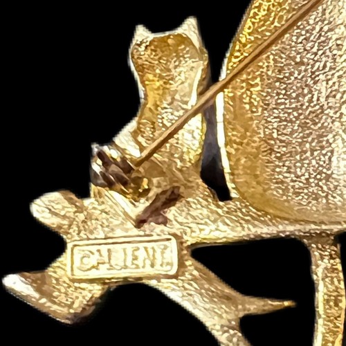 Cats on Limb Womens Gold Tone Brooch/Pin Signed By CM JENT 3.5” W X 3.5”H - Picture 2 of 3
