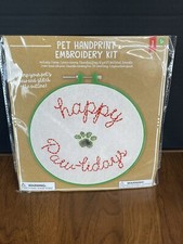 Pet Handprint Embroidery Craft Kit with Hoop New Sealed