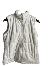 Columbia Vest Womens Medium Ivory Full Zip Outdoor With  Pockets  Y2K