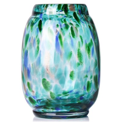 7.6'' H Teal Glass Vases for FlowersDark Teal Vase Home DecorColored Glass Vas...