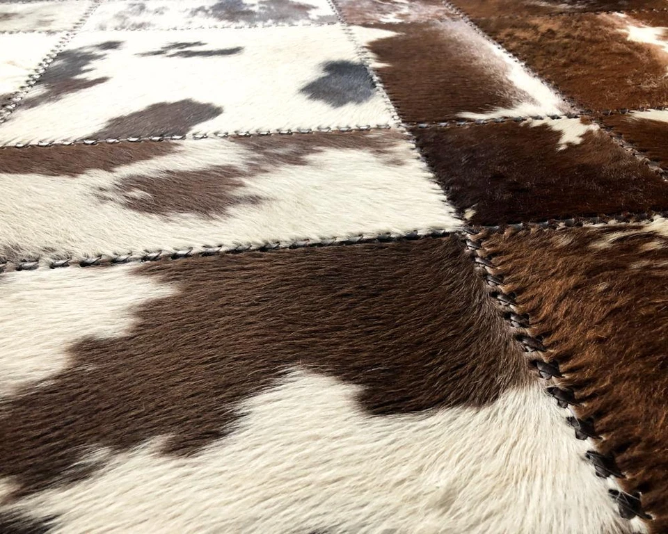 New Handmade Genuine Cowhide PatchWork Rugs Cow hide Carpet Living room Area Rug - Image 3 of 4