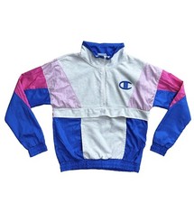 Champion Size S Small Women  s Colorblock 1/2 Zip Windbreaker Anorak Jacket Retro