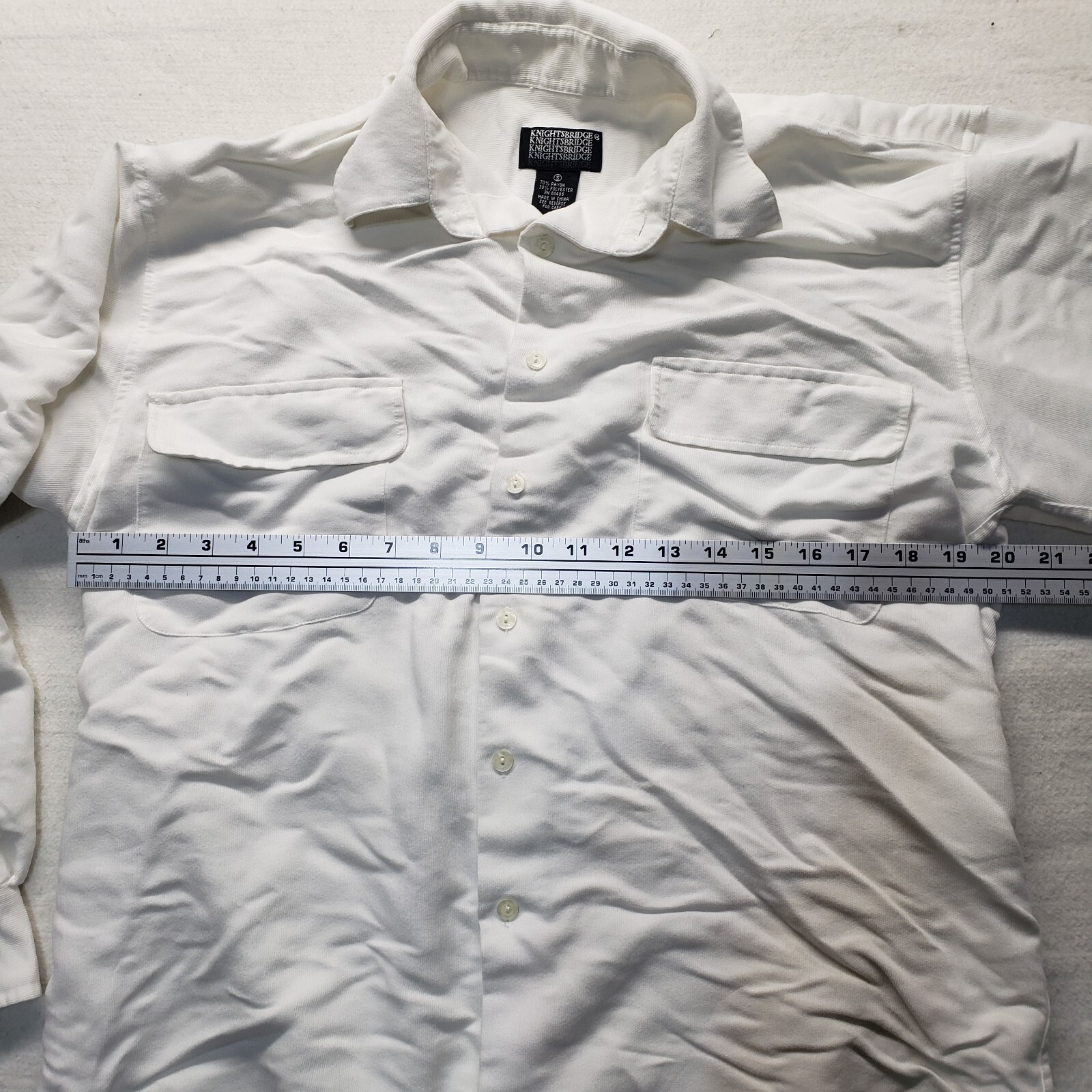 Knightsbridge Solid White Button up Long Sleeve R… - image 3