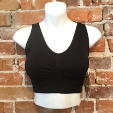 Rhonda Shear Black Seamless Removable Pads Pullover Ahh Bra New