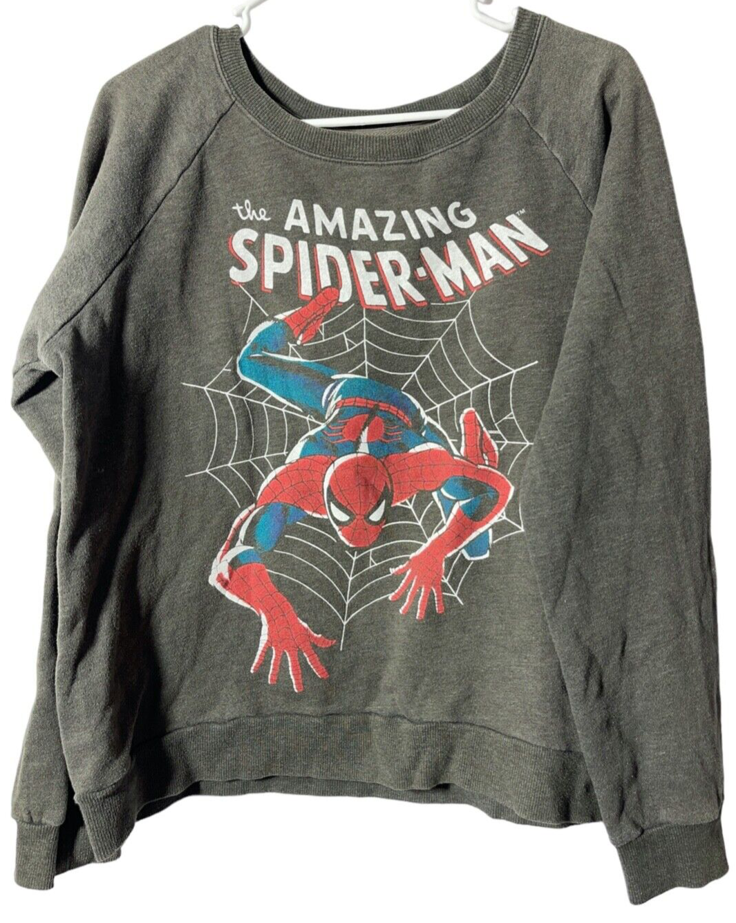 Marvel Womens long sleeve pullover gray Spiderman sweater, size Large (L) |  eBay
