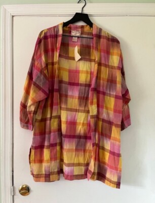 April Cornell Womens Gingham 100% Cotton Kimono M NWT Vintage