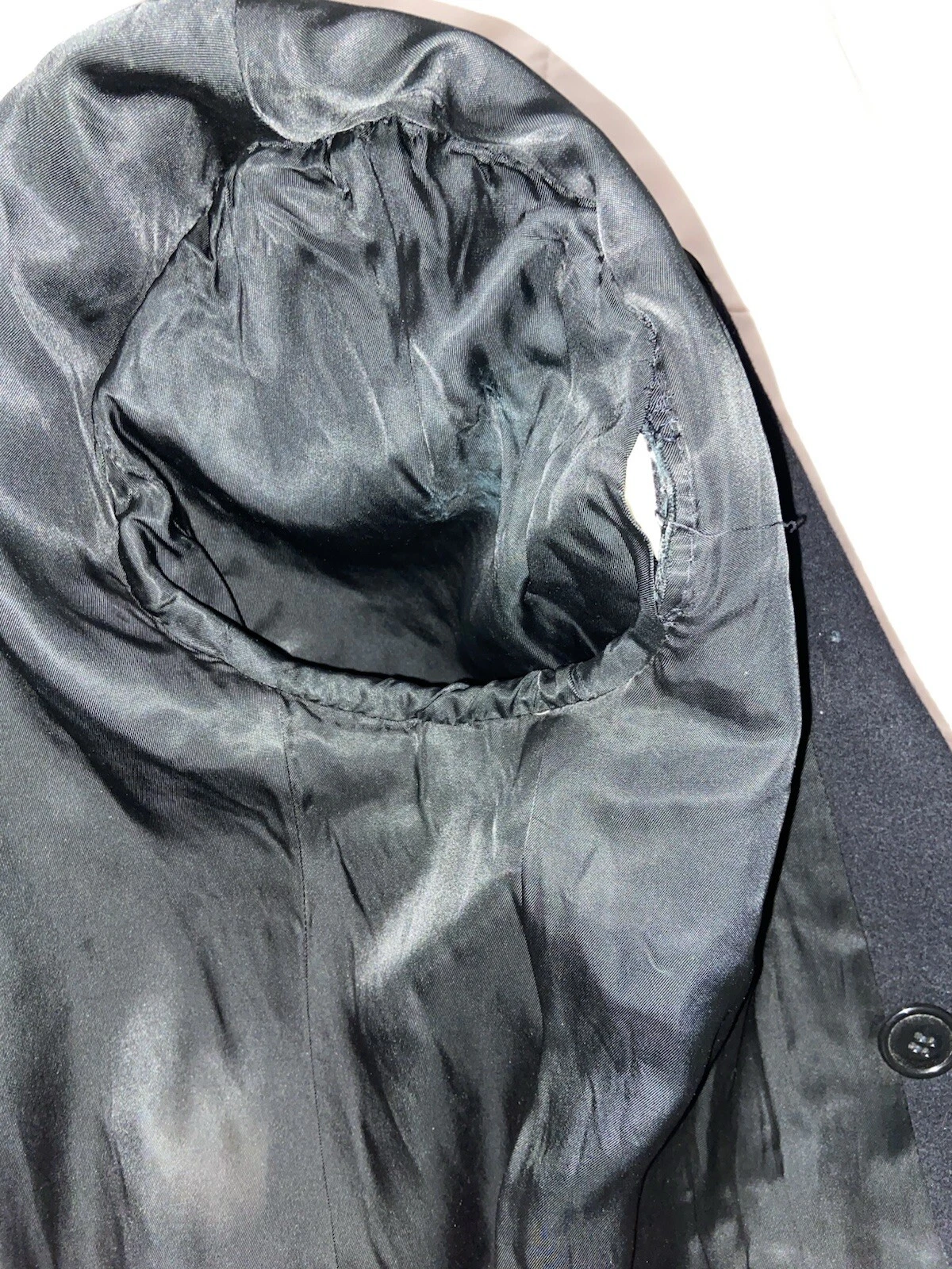 Vtg 1974 US Navy Peacoat 40R Black Melton Wool Pewter Buttons USN 70s Overcoat image 6