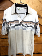 80s VTG Men's Palmland Club Striped 3 Button Short Sleeve Golf Polo Shirt