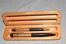 Vtg Eversharp Skyline Fountain Pen & Pencil with 14K Nib UNRESTORED + Wood Case