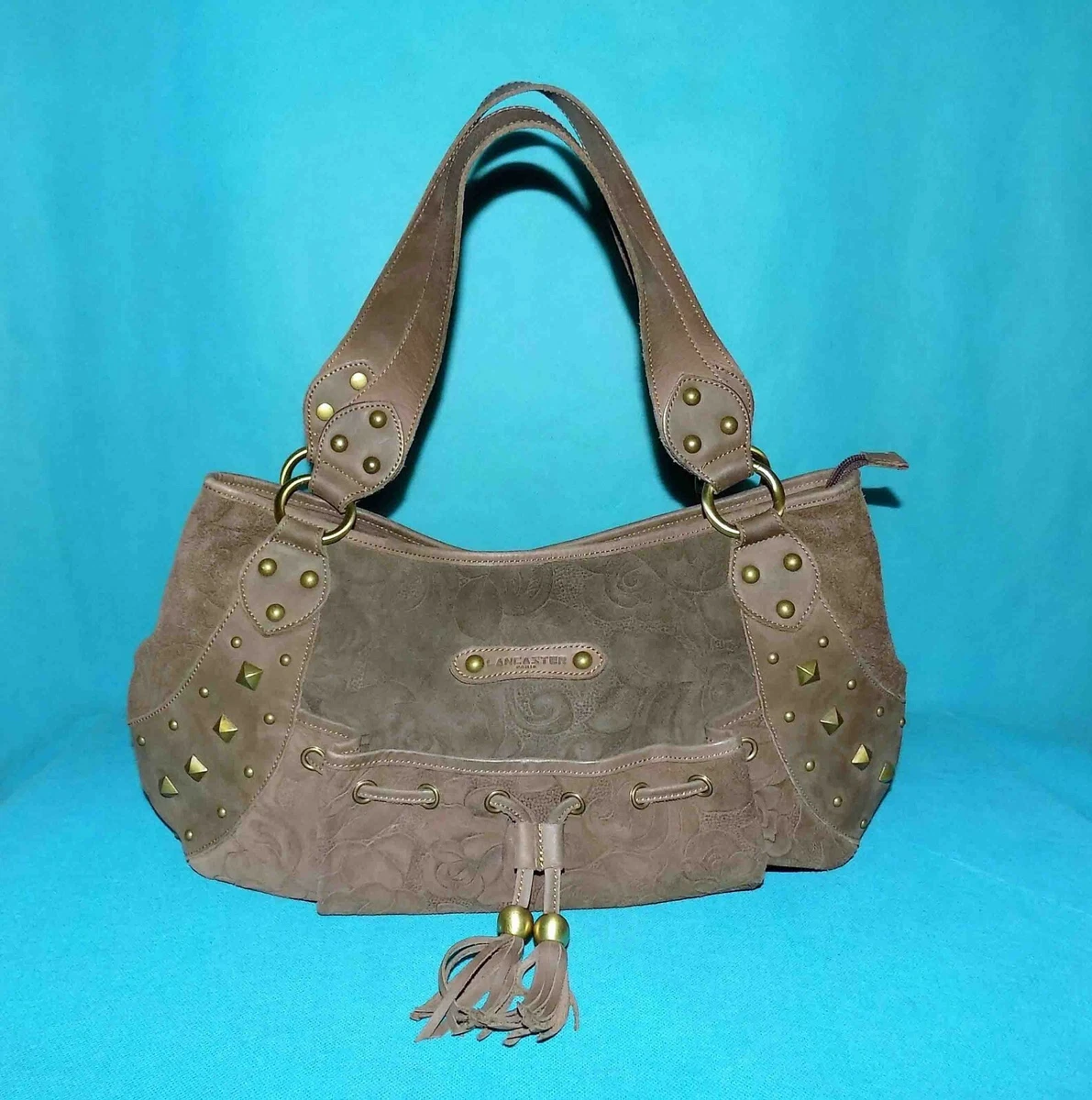 sac LANCASTER en cuir et daim marron port paule format A4 eBay