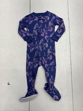 Carters Dark Blue Unicorn Print Long Sleeve Pajama One Piece Girls Size 12 Month