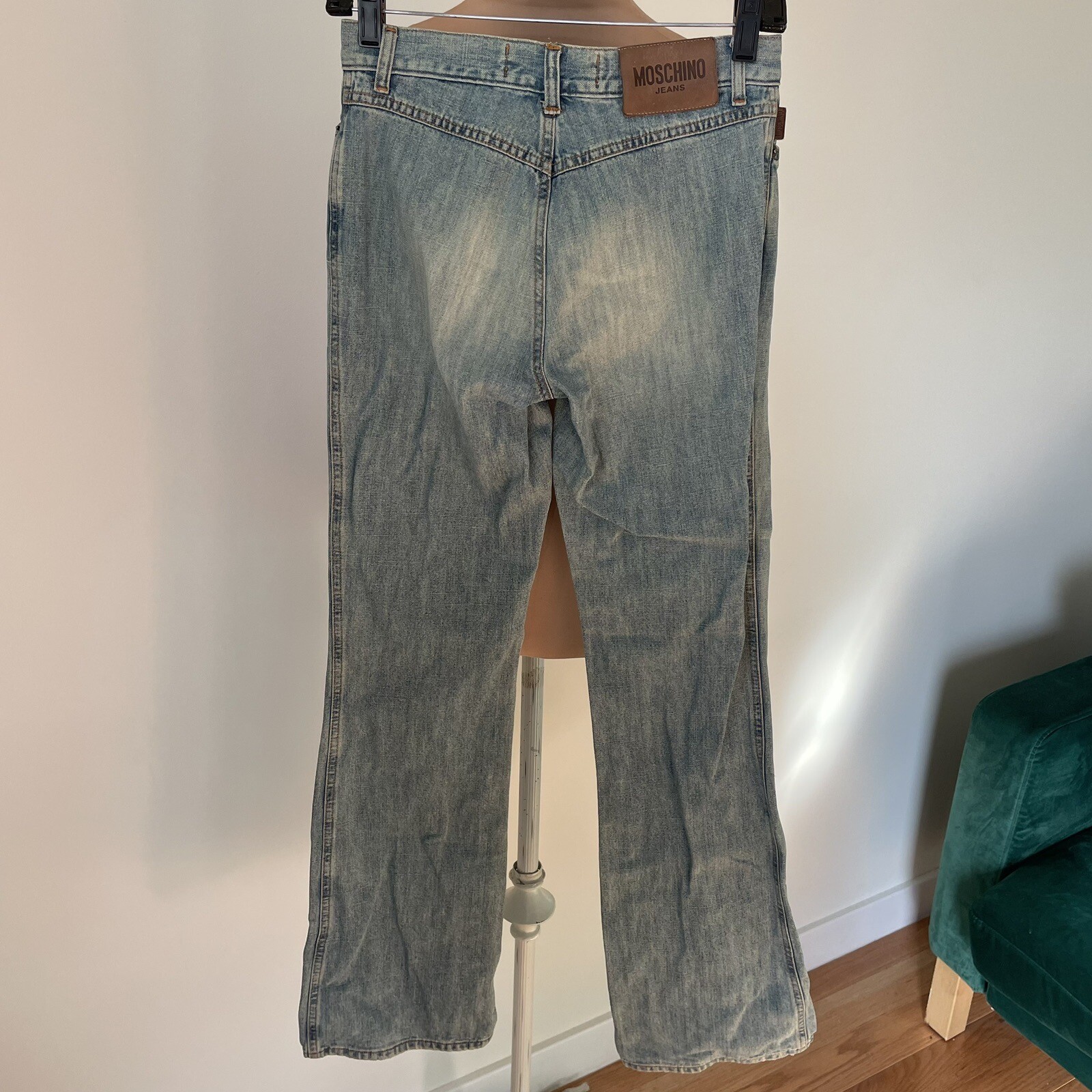 Moschino Vintage Y2K 2000s Mid Rise Light Wash Blue Bootcut Jeans EUC Size 26 image 2