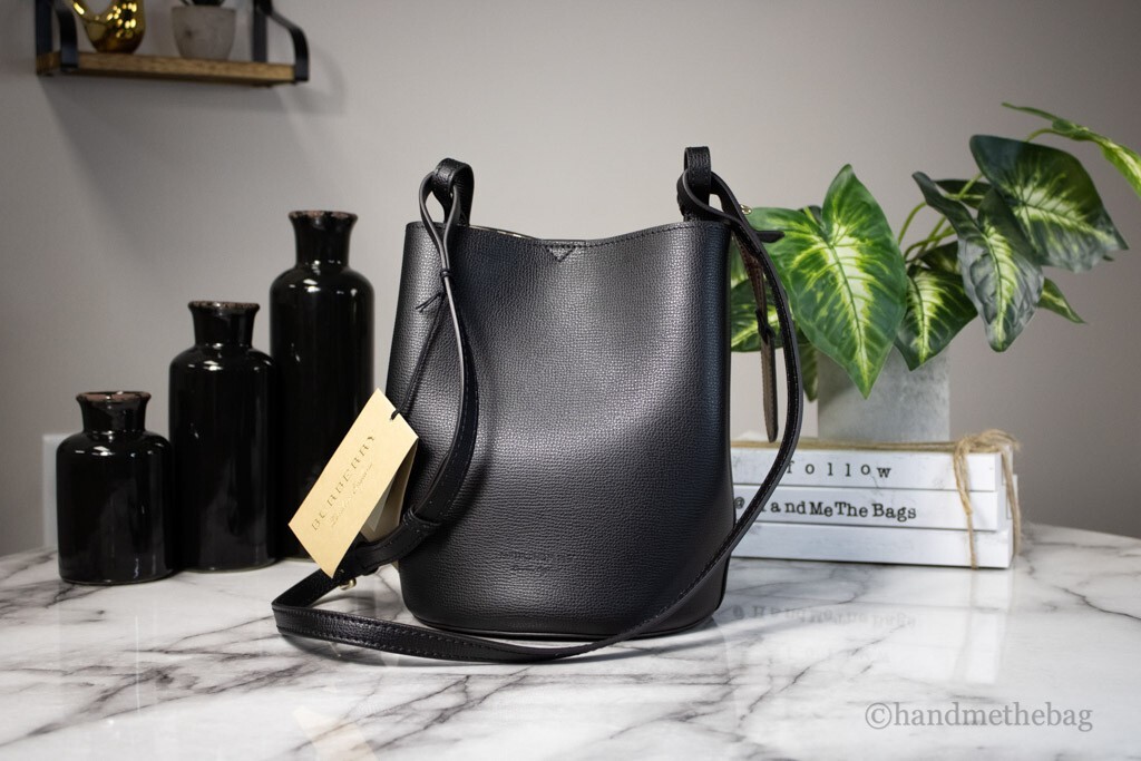 Burberry Lorne Small Black Haymarket Check Pebble Leather Burberry Lorne Small Black Haymarket Check Pebble Leather