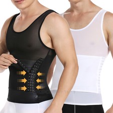 US Mens Body Shaper Toning T-Shirt Ultra Durable Vest Compression Slim Underwear