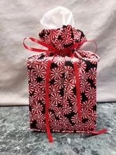 Christmas Starlight Mint on black cotton Fabric Handmade Square Tissue Box Cover