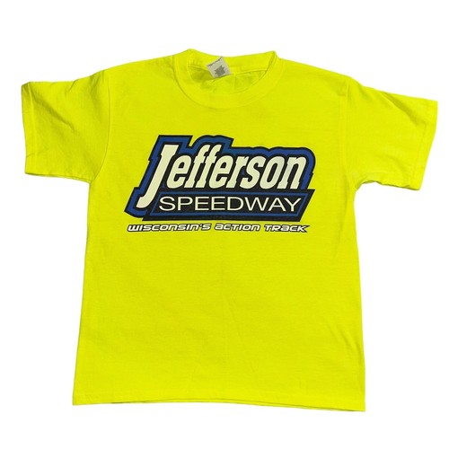 Jefferson Speedway Unisex Kids T Shirt Top Neon Yellow Small