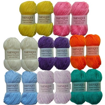 Lace Weight Wool Yarn   16 Mini Skeins (25g Each) Multicolor Set (400g / 1