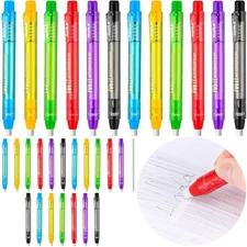 30 Pcs Retractable Eraser Pen Mechanical Eraser, 6 Assorted Colors School Supply