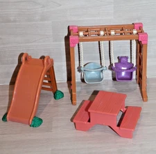 Fisher-Price Loving Family Dollhouse Playground Swing-Set Slide Picnic Table LOT