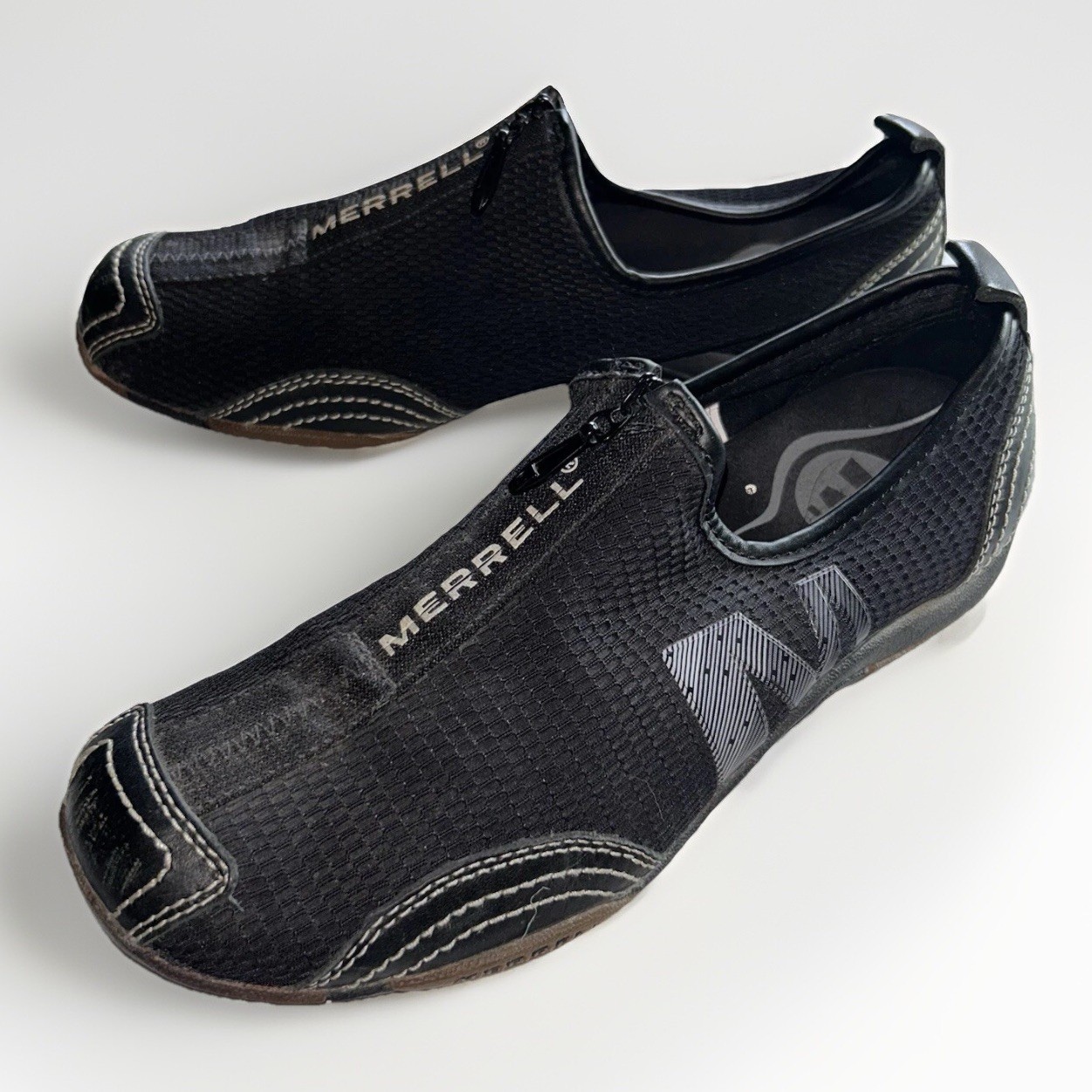 Scarpe da ginnastica Merrell Barrado nere a rete con zip slip on donna taglia 6